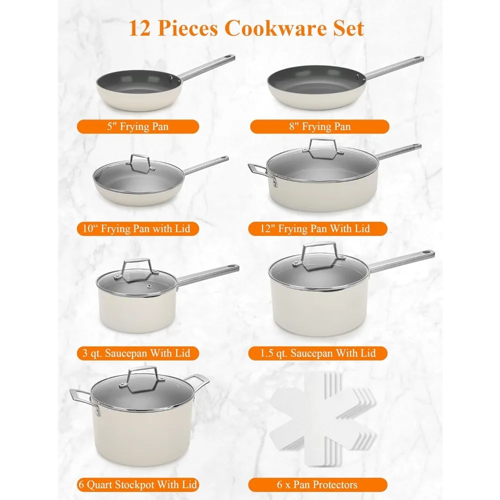 Nonstick Ceramic Cookware Set,18 pcs Pots And Pans Set,Induction Kitchen Cookware sets with Lid,Non Toxic Pots And Pan Set