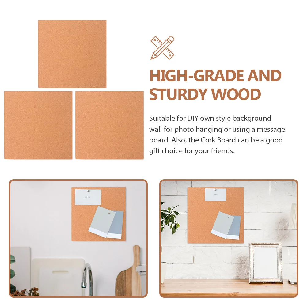 

3pcs Soft Cork For Walls Wood Notice Message Display Board Home Decor Wall Hanging Bulletin Board Wooden Craft Supply