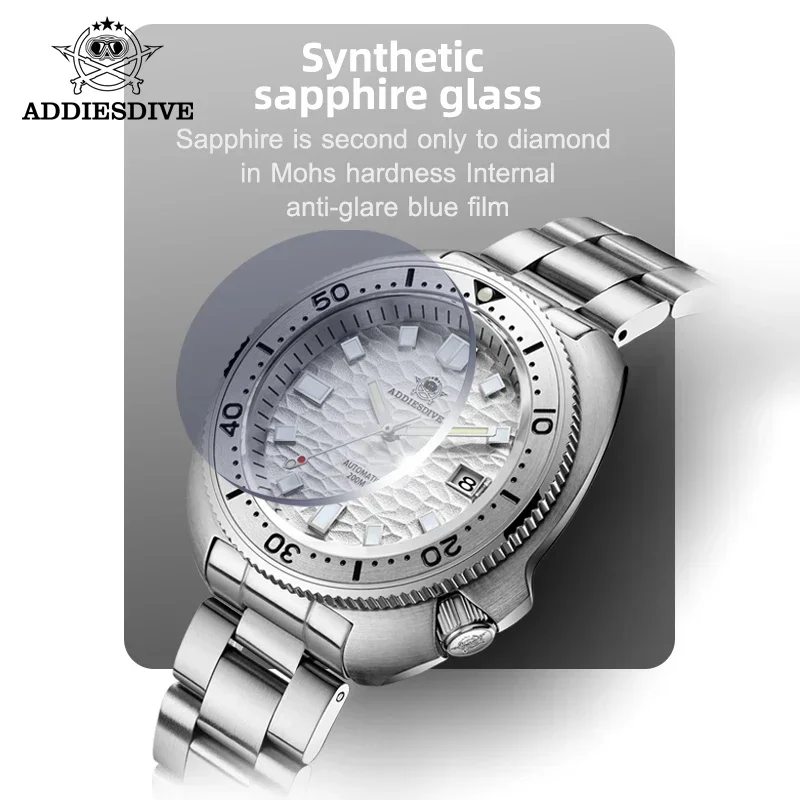 ADDIESDIVE AD2117 Reloj de pulsera para Hombre, Reloj mecánico automático, cristal de zafiro, superluminoso, resistente al agua, 20bar