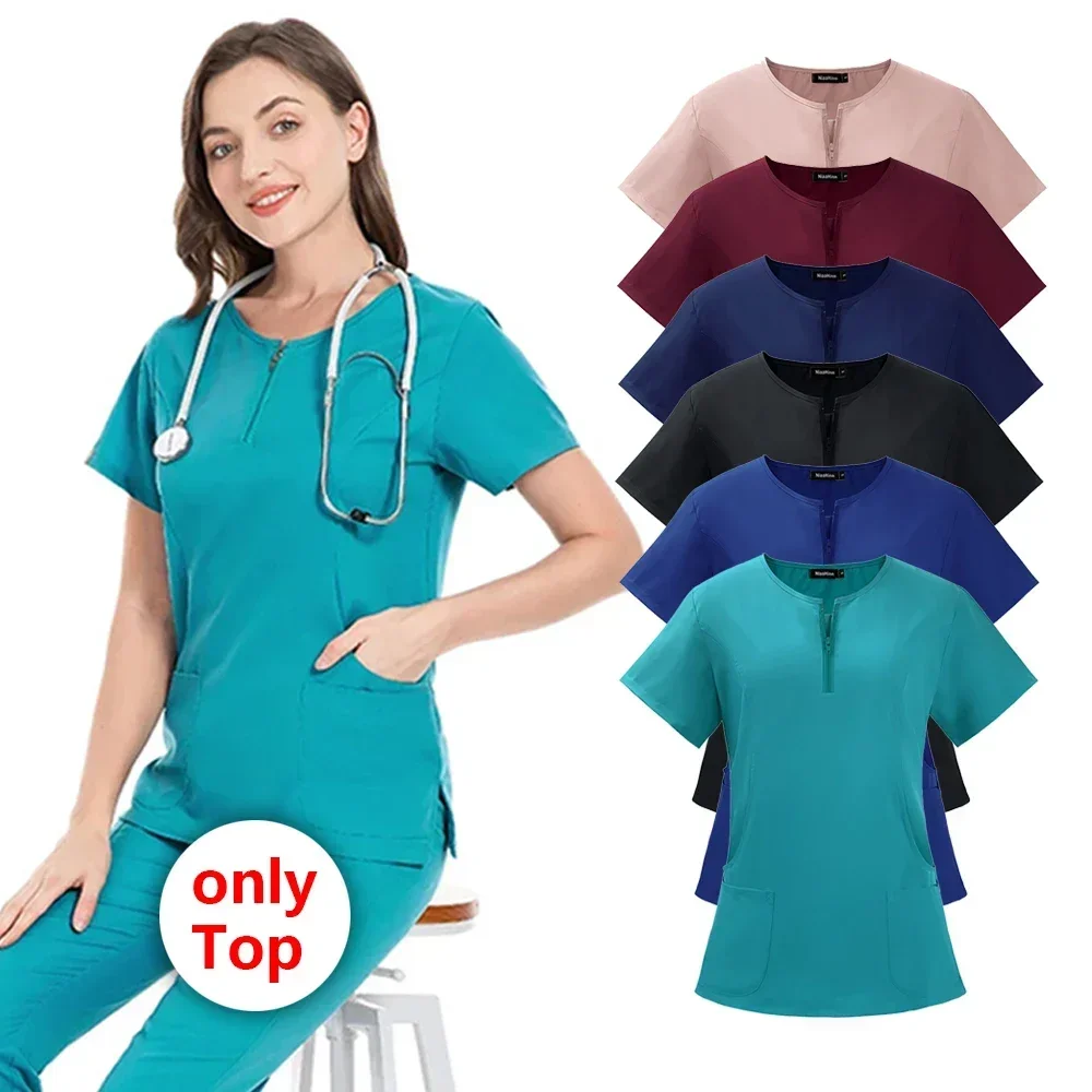 Surgical Uniform Women's Scrub Set Medical Nurse Beauty Salon Top Overalls Clinical Scrub Top Spa Doctor Care Waist Set