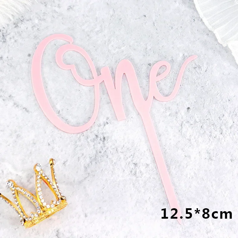 1/10 pz Acrilico Una Torta Topper 1St Festa di Compleanno Cupcake Toppers Bandiere Bella Cottura Dessert Decorazioni Matrimonio Baby Shower