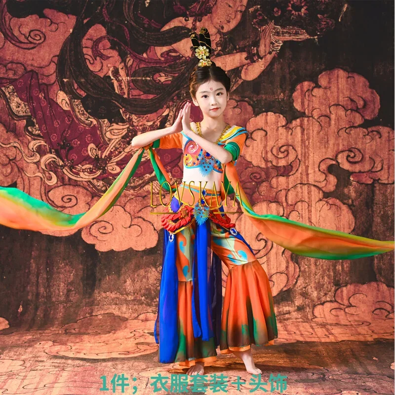 Hanfu Chinese style classical exotic style ancient costume children Dunhuang dance girls performance costume