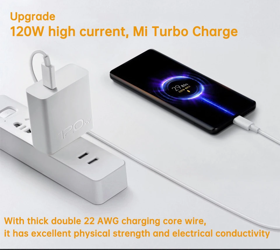 For Xiaomi Original Usb Type C Cable 120W Turbo Fast Charger Cabel 6A Mi 13 12T Pro S 11 Ultra Black Shark Poco F4 Redmi Note 10