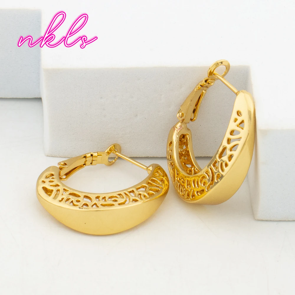 

Tone Dubai Necklace Hoop Earrings Ring Bracelet Pendant Set for Women, African Jewelry Gift, Elegant Jewelry Women Set