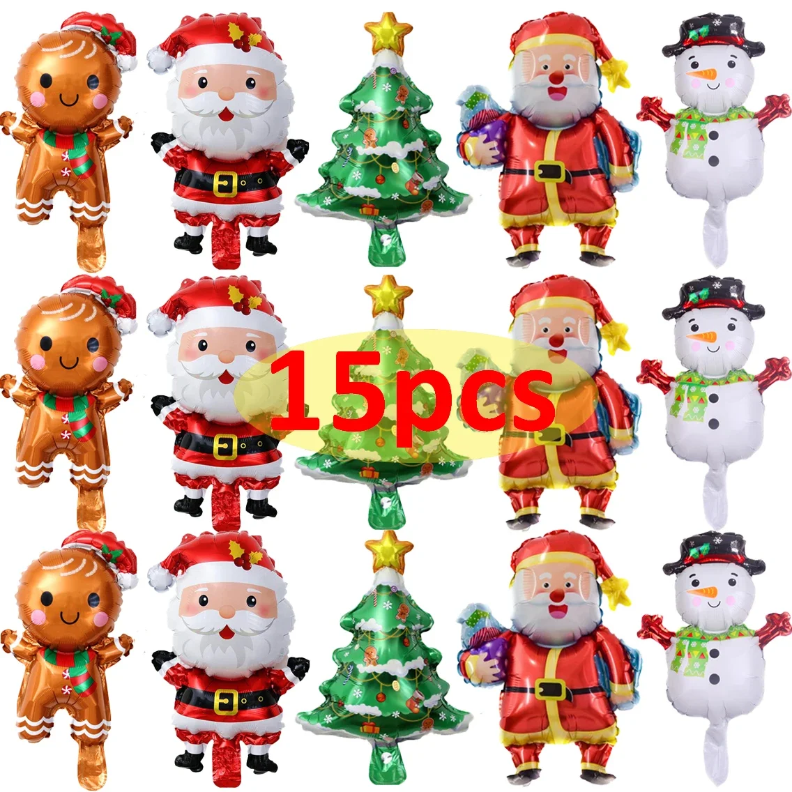 5-15Pcs Christmas Balloons Xmas Snowman Gingerbread Man Santa Aluminum Foil Ballon Birthday Party Holiday Decorations Christmas