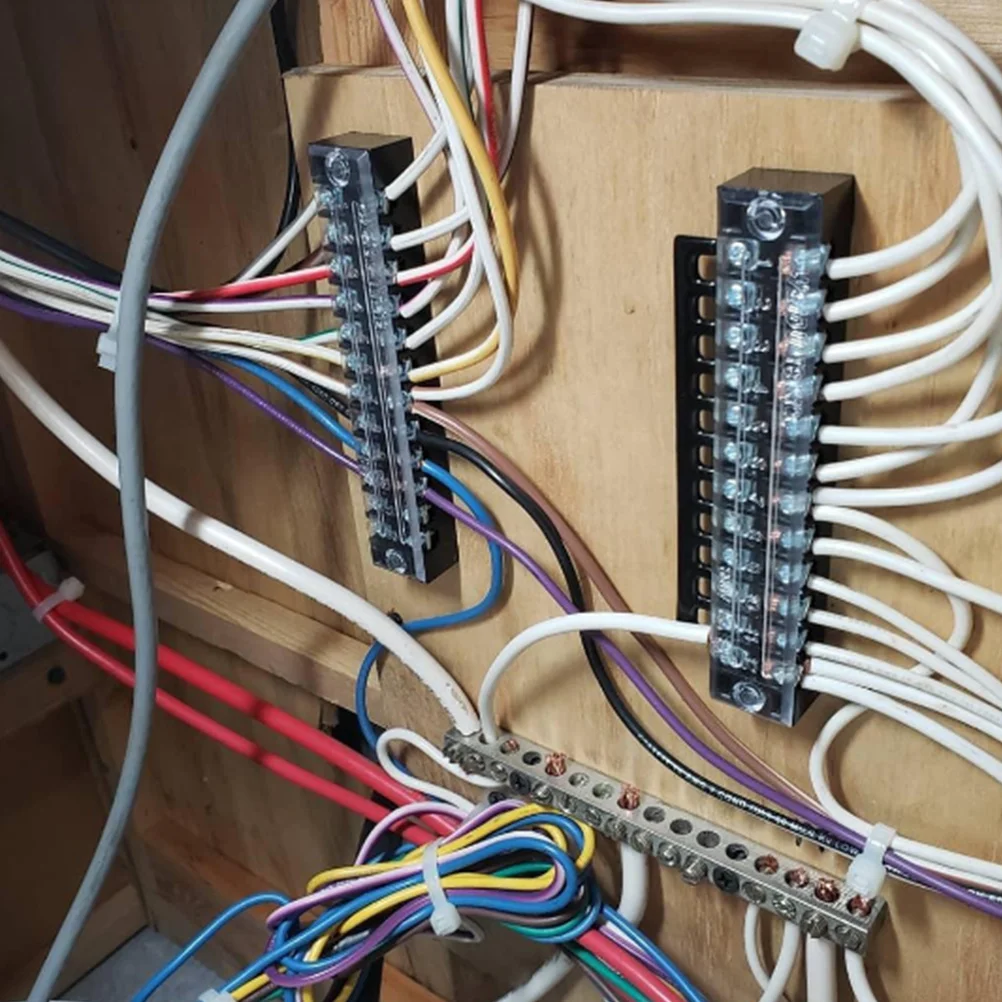 

5Sets 5P Dual Row Screw Terminal Strip Block Power Terminal Connector Barrier Strip 5 Positions 25A Clear Protection Cover