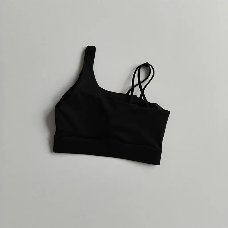 Hochintensiver stoßfester Sport-BH für Frauen, Push-Up, geeignet für Laufen, Yoga, Training, Pilates, mit schrägen Schulterträgern. – Detail 9