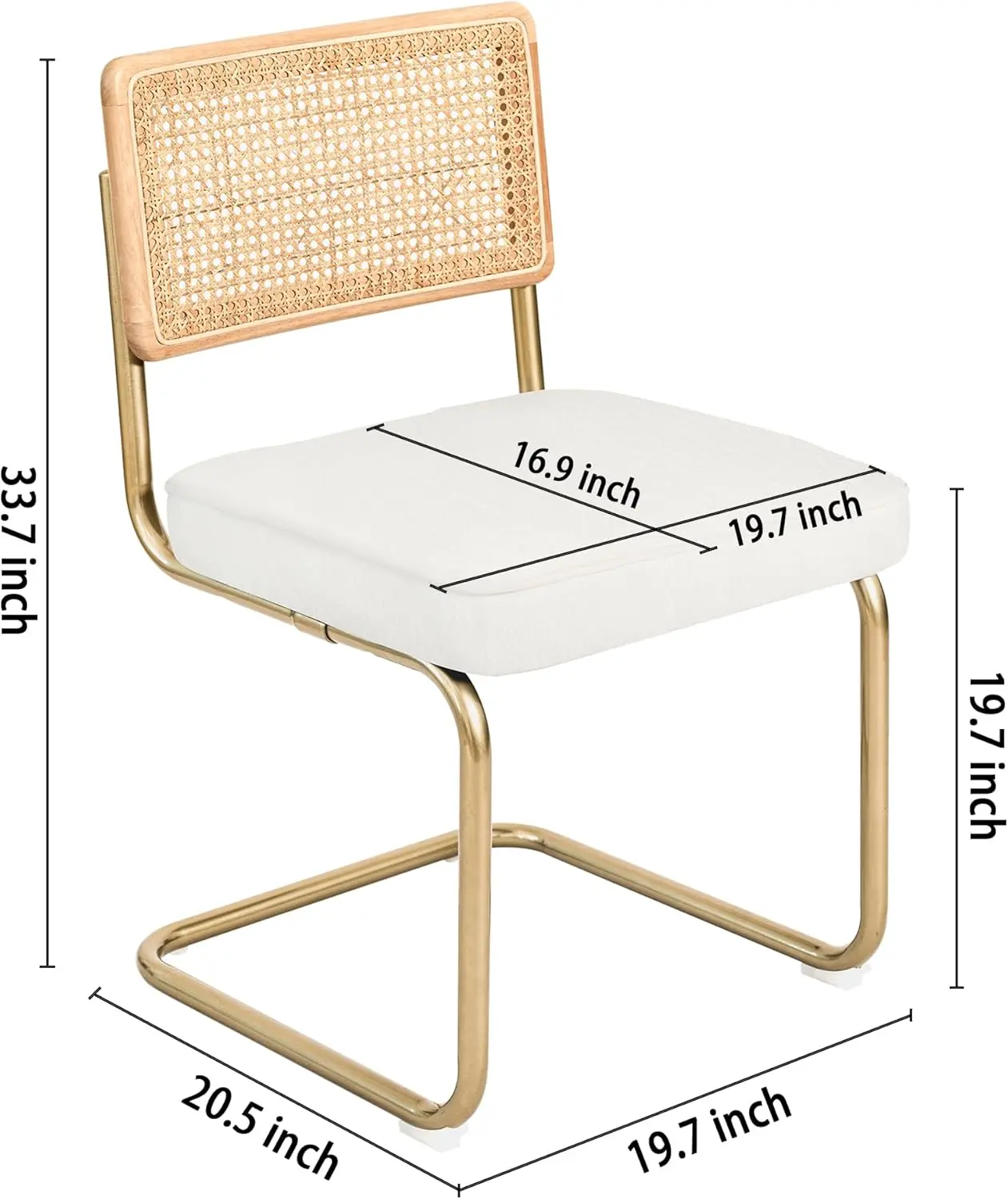 Canglong Mid-Century Modern Velvet Dning Chairs, Upholstered Rattan Kitchen Chairs With Natural Cane Back & Stainless Chrome