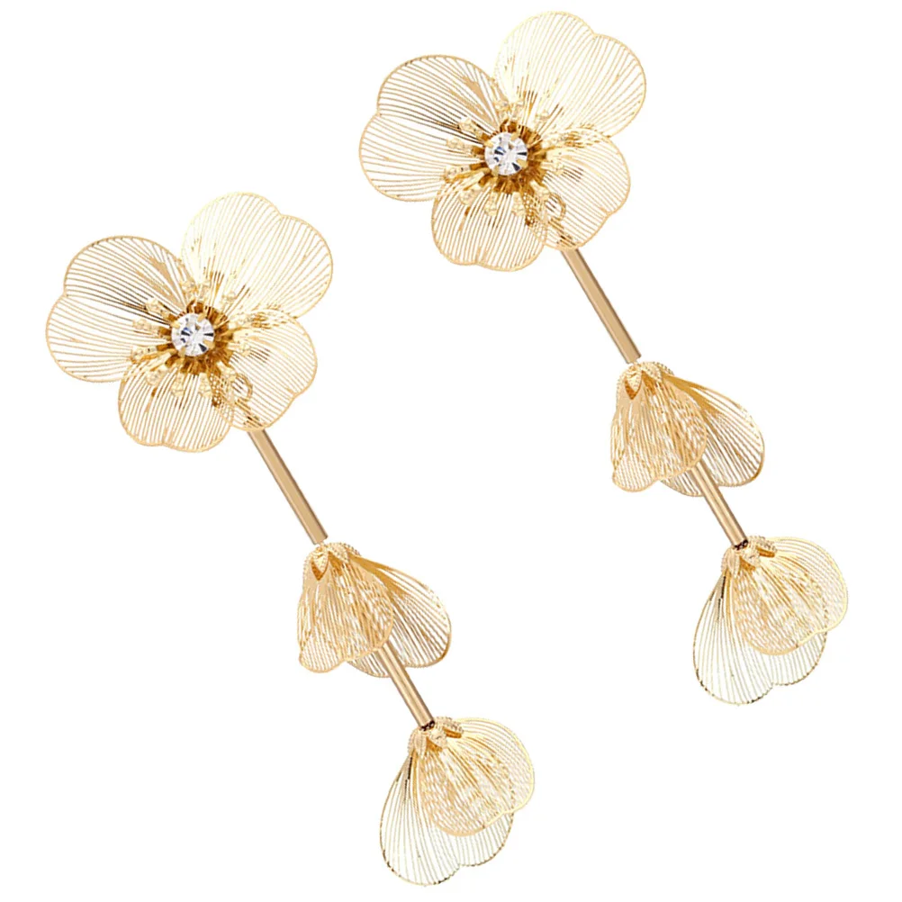 

1Pair Layered Flower Earrings Womens Long Drop Dangle Earrings Lightweight Chic Ear Decor Fashionable Gift for Girls Women