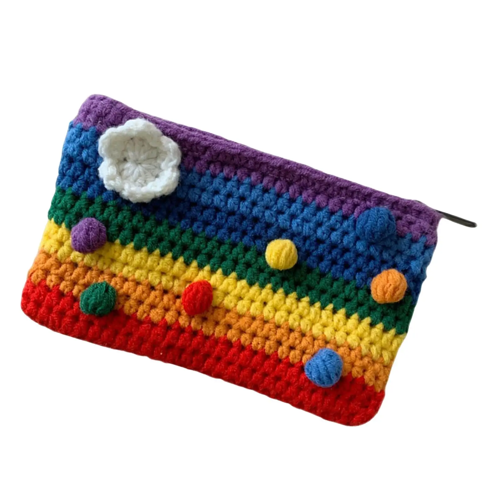 Knitted Coin Purse Clutch Phone Pouch Pouch Pencil Pen Bag Handbag Change Purse Card Holder Makeup Bag Rainbow Wallet for Woman