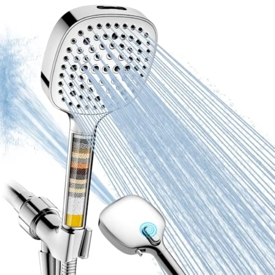 

Filtered Shower Head with Handheld, High Pressure 7 Spray Showerhead with Filters, Detachable Shower Heads, Water Softener Filt