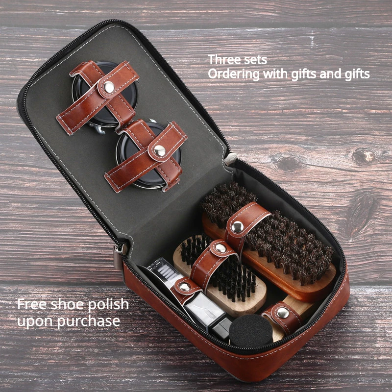 

2024New Horse Hair Brush Shoe Oil Set 9-piece 11piece Set Leather Shoe Polishing Brush Household Leather Care Set protector