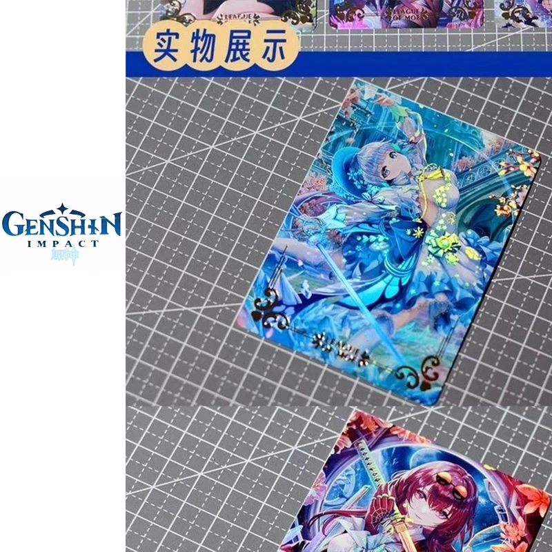 DIY ACG Genshin Impact 9PCS/SET Collection card Yae Miko Kamisato Ayaka Anime characters Bronzing flash card Christmas gift toys