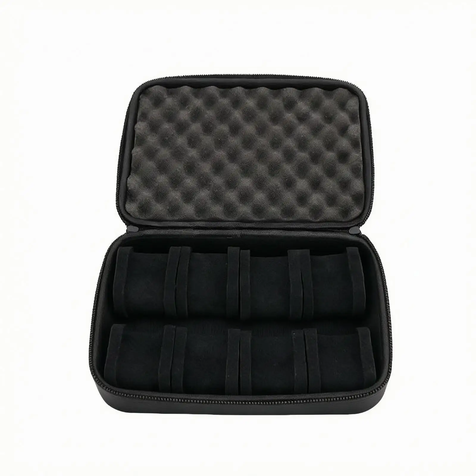 EVA PU Watch Holder Case 8 Slots Hard Shell Zip Up Travel Storage Box for Timepieces Black