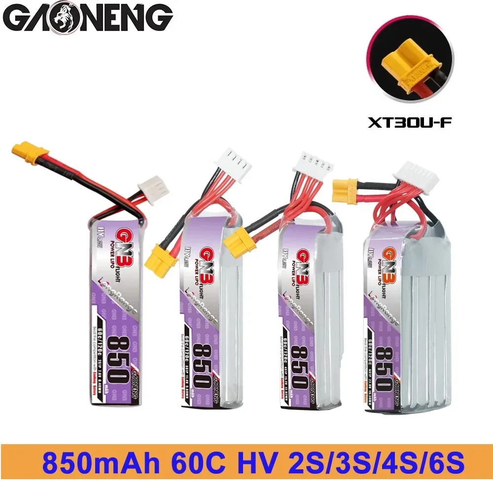 GNB 850mAh 60C HV 2S-7.6V 3S-11.4V 4S-15.2V 6S-22.8V GNB LiPO Battery XT30 Plug For FPV Racing Drone RC Quadcopter Parts