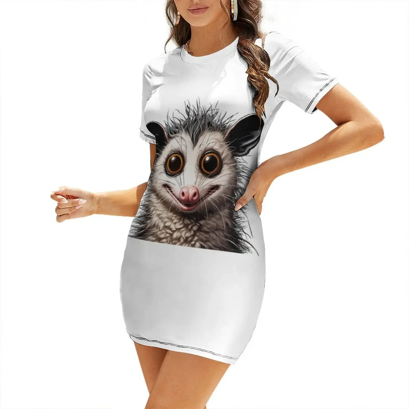 

Peek Opossum Short-Sleeved Dress beach dress women's luxury party dress summer 2025 women ceremony dresses