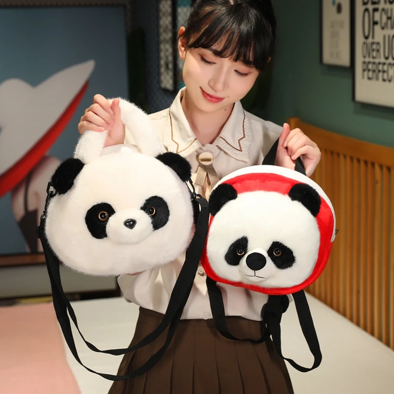 

Creative Giant Panda Doll Messenger Bag Soft Stuffed Animal Cute Pandas Bear Knapsack Shoulder Bag for Kids Boys Gifts Home Deco