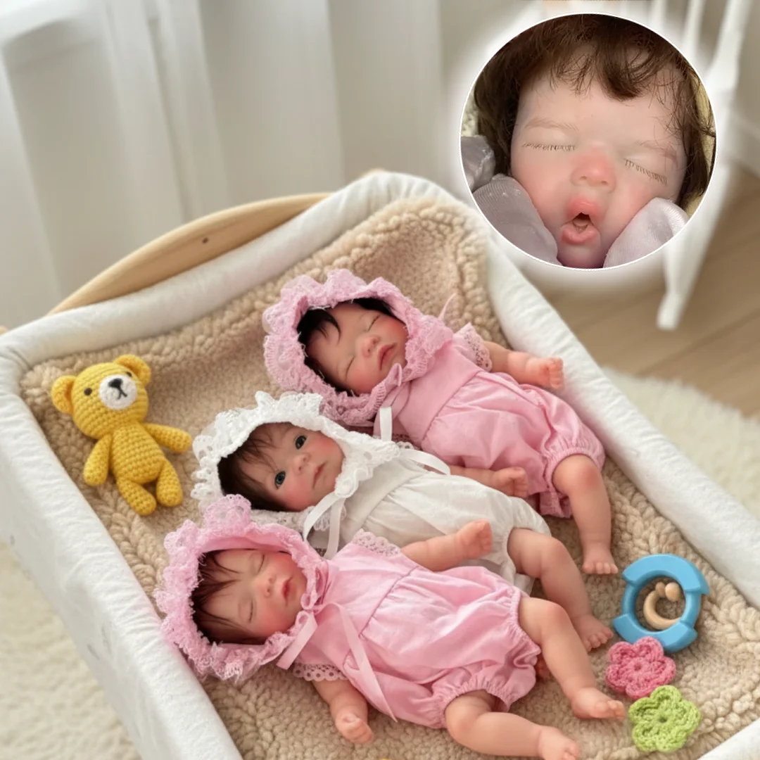

3 Styles/1 PCS Can Open Mouth 25cm Painted bebe reborn de silicona Girl Dolls With Rooted Hair Soft Lifelike Newborn Girl Doll