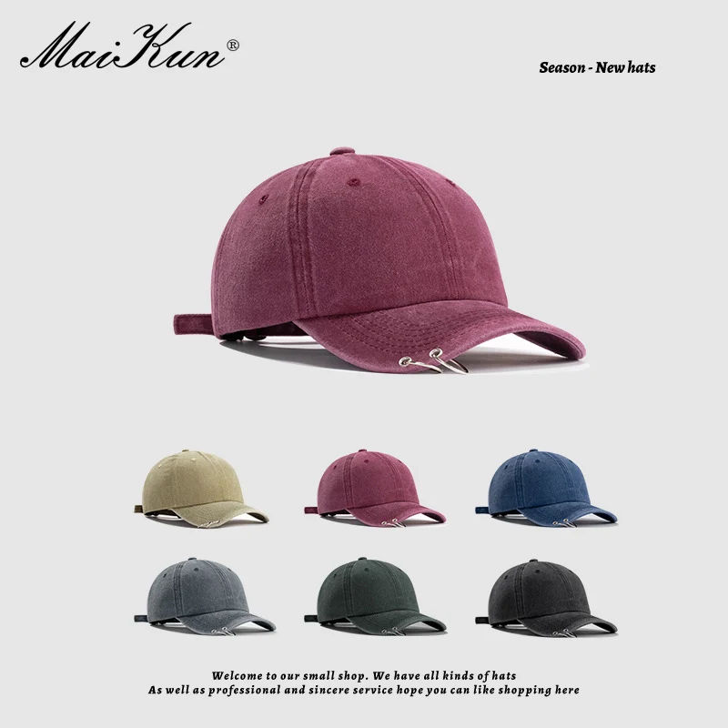 

Maikun Autumn And Winter Casual Vintage Baseball Cap Do Old Men And Women Ring All-match Solid Colour Washed Duck Tongue Cap