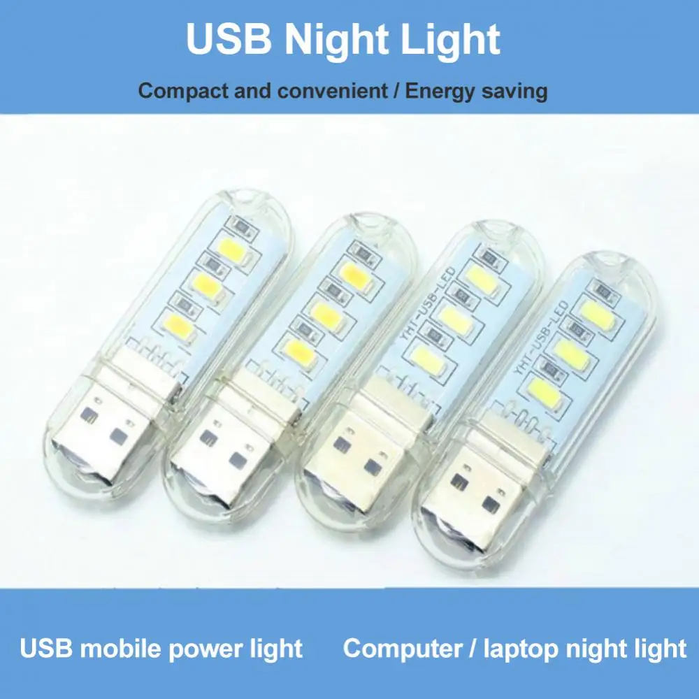 LED USB 라이트 휴대용 매우 밝은 방 장식 캠핑 조명, 흰색 5V 전원 3000k-7000k, 보조배터리 PC 노트북 노트북용