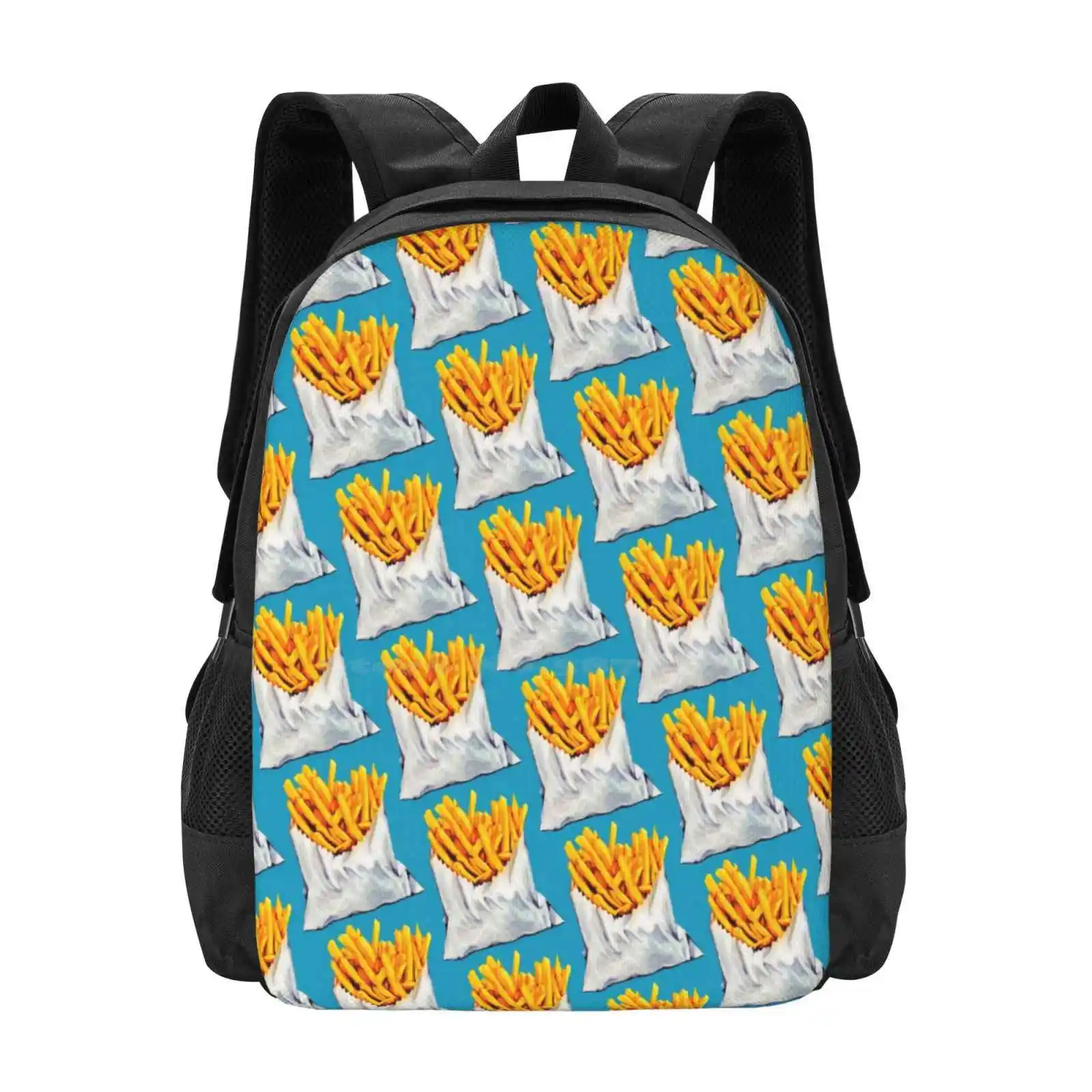 French Fries Pattern Pattern Design Bagpack School Bags Fries Chips Food