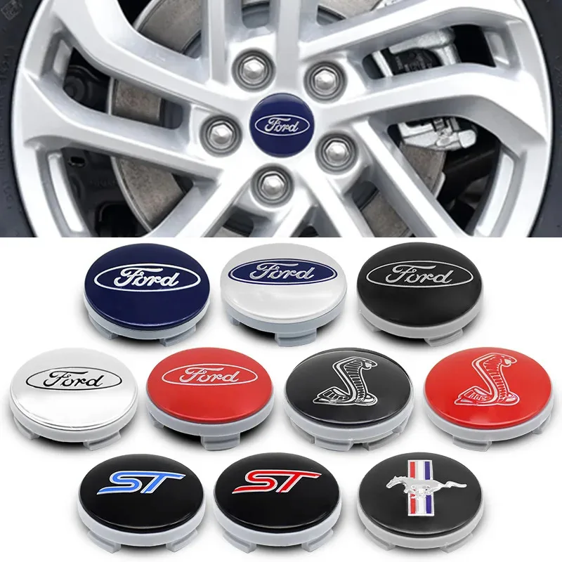 4 Piezas de 54 mm, Emblema Automotriz Original, Cubierta Central de Rueda, Insignia de Coche, Tapacubos para Ford Focus MK2 Fiesta Shelby Mondeo Kuga Ecosport Falcon