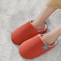 Bedroom Cotton Slippers Winter Household Warm Furry Women Men Shoes Indoor Slippers Warm Plush Home Slippers Ladies Flip Flops