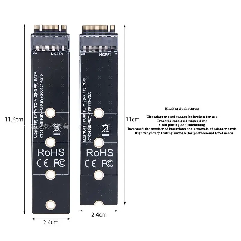 Carte d'extension de protection SATA M.2 NGFF SSD, protocole NVcloser, test petPCI-E, UNIS issement des doigts dorés