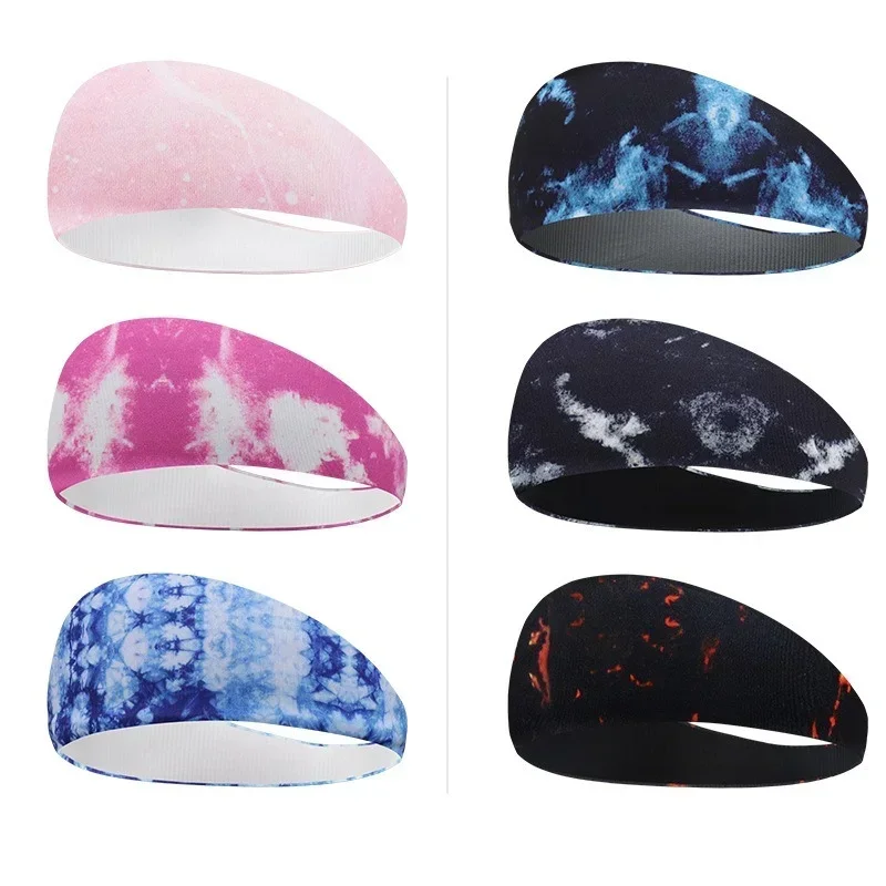 Ladies Tie Dye Elastic Headband Summer Cotton Soft Elastic Bandana Headband for Girls Flat Hairband Hair Accessories