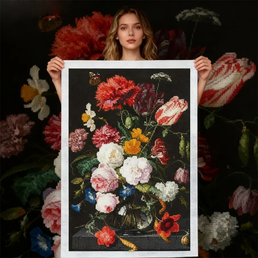 

The peony vase Cross Stitching patterns Chinese Cross Stitch Kits For Embroidery Needlepoint Set Craft Living Room