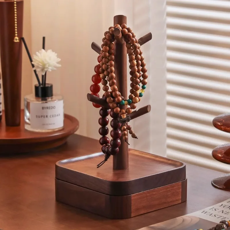 

Solid wood bracelet frame, tree branch head jewelry frame, bead storage, black walnut wood, new Chinese classical style display
