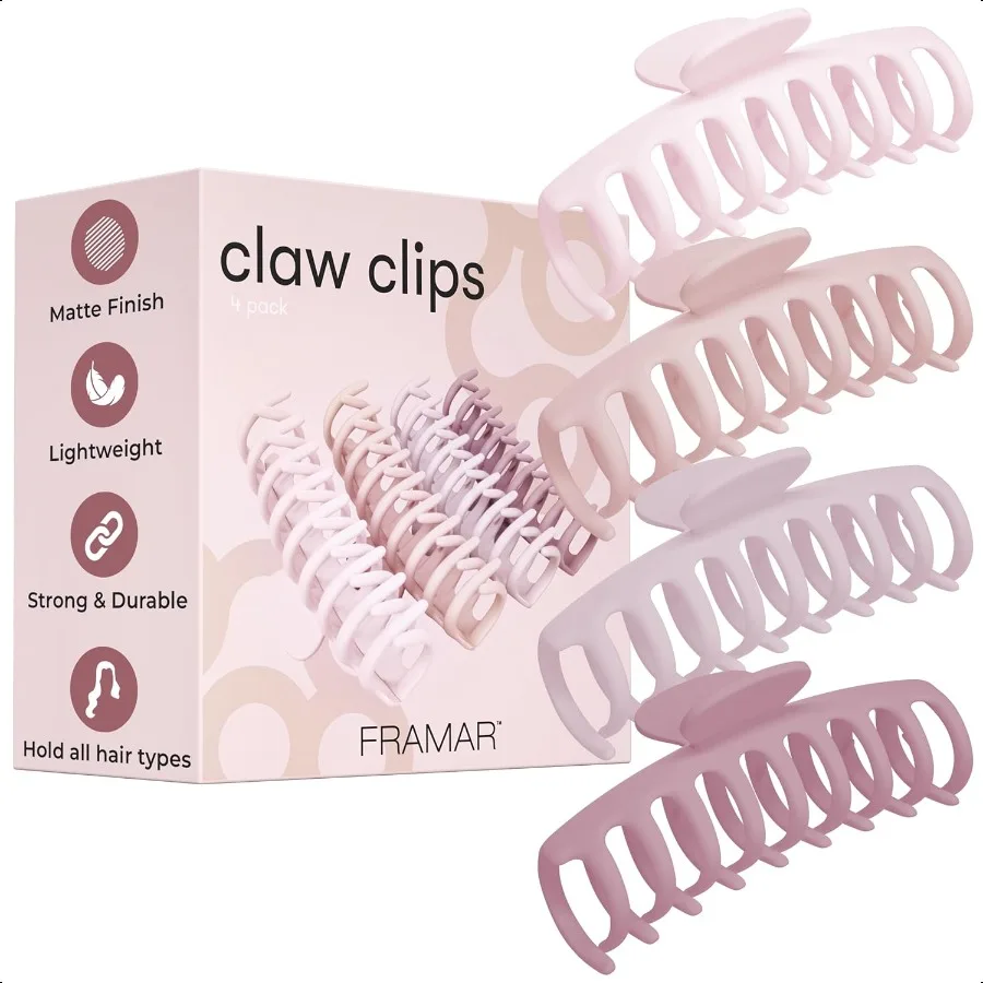 

Large Claw Clips For Thick Hair Large Hairclip Thick Hair Big Hair Claws Clip For Women Pink Hairclips Pink Claw Clip 4 Pack No