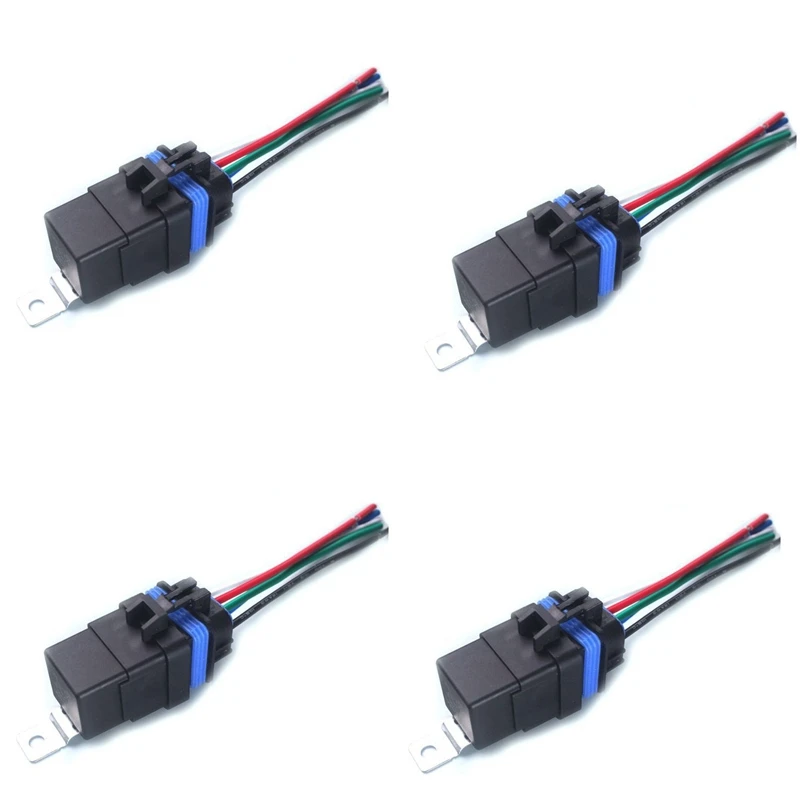 

4 Pack 5 Pin & Wire Heavy Duty Car Auto Relay 12V 40A Waterproof Plug Socket Automobile