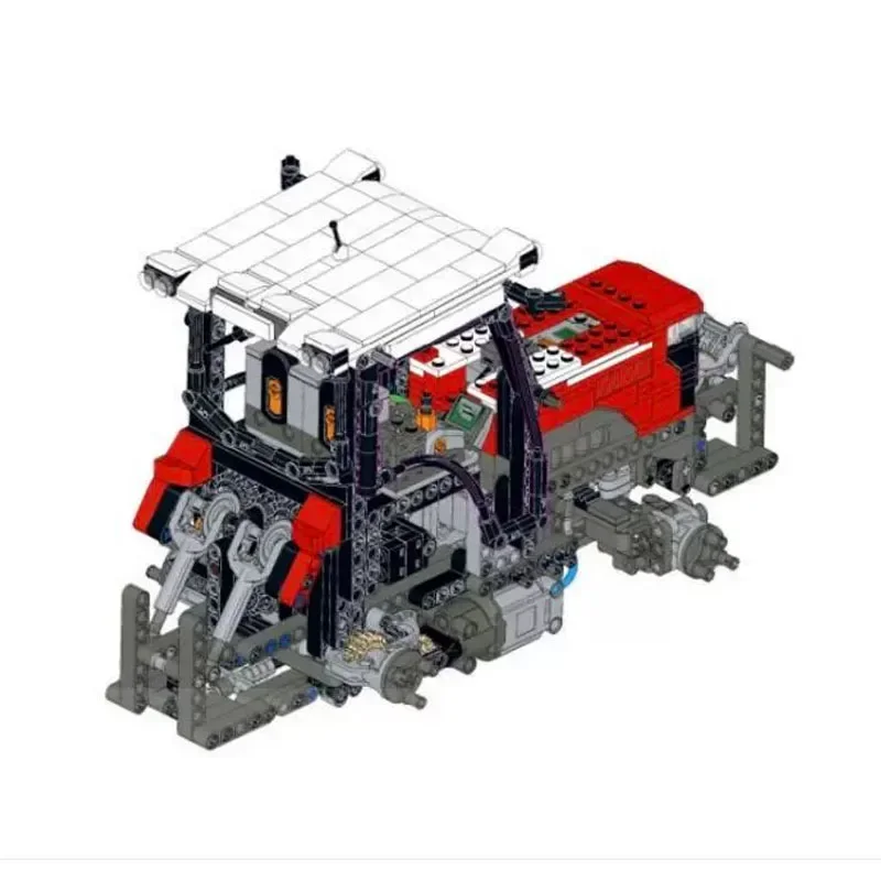 Klocki konstrukcyjne MOC-33521 wielofunkcyjny pojazd rolniczy ciągnik z chwytakiem zabawkowy model dla dorosłych i dzieci prezent urodzinowy
