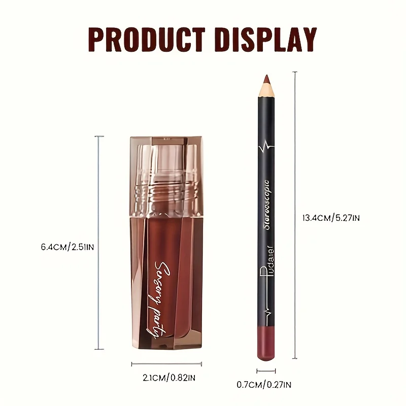 Ensemble brillant à lèvres hydratant et crayon à lèvres – Définir vos lèvres avec une précision 3D, pour obtenir un look rosé pour toute occasion