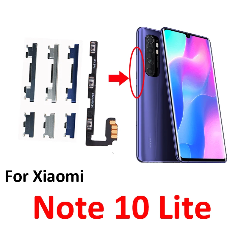 

For Xiaomi Note 10 Lite Phone New Power Volume Button On Off Up Down Key Internal Flex Cable Part For Note 10 Lite