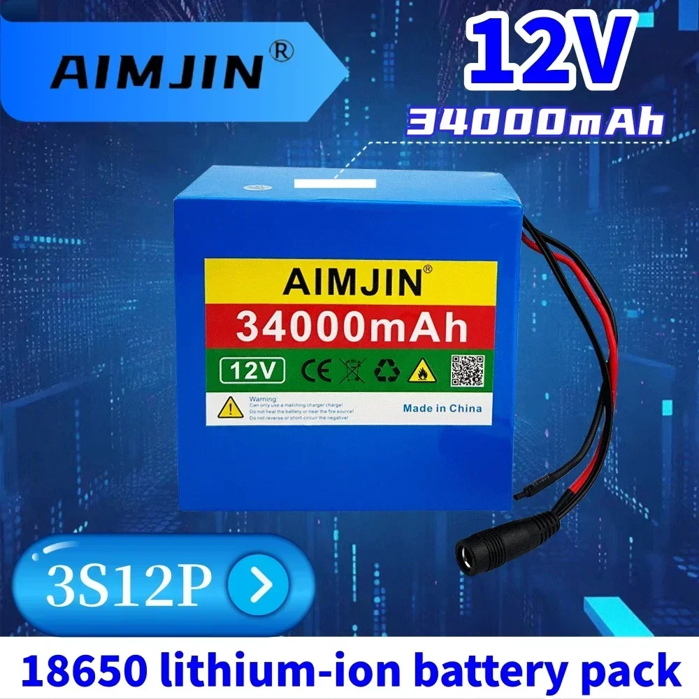 

18650 3S12P 12V 34Ah 34000mAh Rechargeable Li-Ion Battery Pack For LED Lamp Light Solar Street Light Backup Power etc