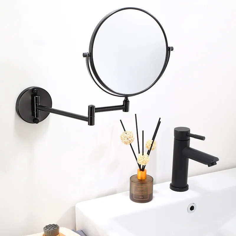 Dressing Mirror Wall Mounted 8 inch Magnifying two-sides Mirror Space aluminum Black  Makeup Mirror Cosmetic Mirror Lady Gift