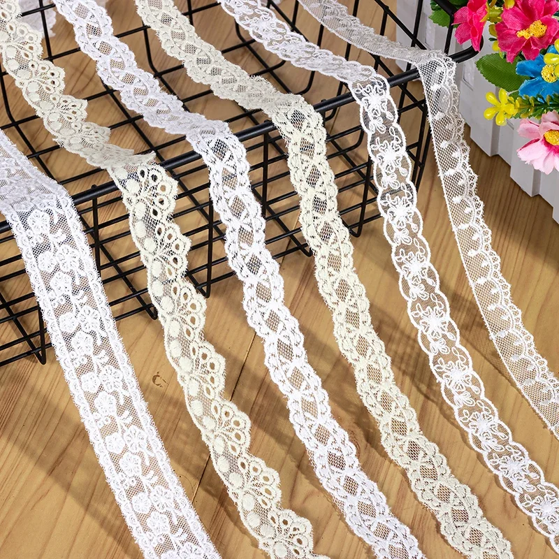 Embroidered Flower Mesh Lace Ribbon, Off White Fabric Trims Sewing, Wedding Party Dress, DIY Headwear, Hair Bows Accessories