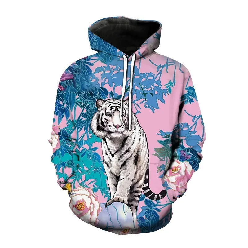 2023 Autumn New Men\'s Animal Tiger Sweatshirts 3D Printed animal Hoodies Sports hoodie loose long sleeve pockets Fashion Hoodie