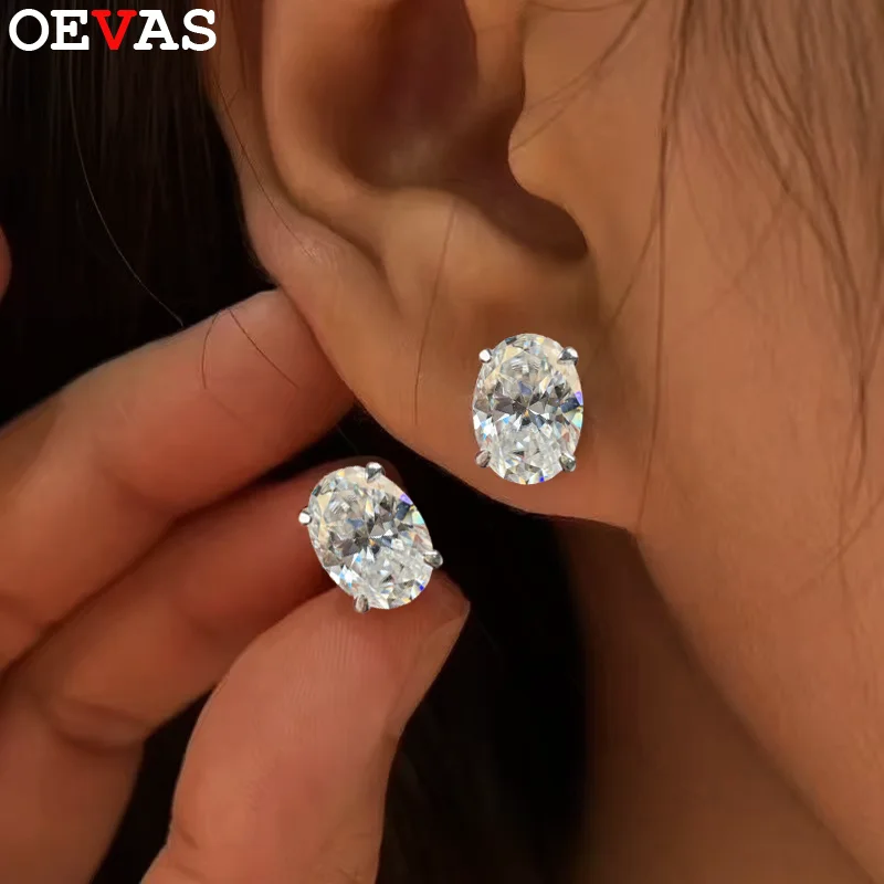 

Серьги OEVAS с овальными муассанитами 1-4 карата для женщин, серебро S925 с покрытием из 18-каратного золота, проходят тест на подлинность бриллианта, вечерние серьги, подарок