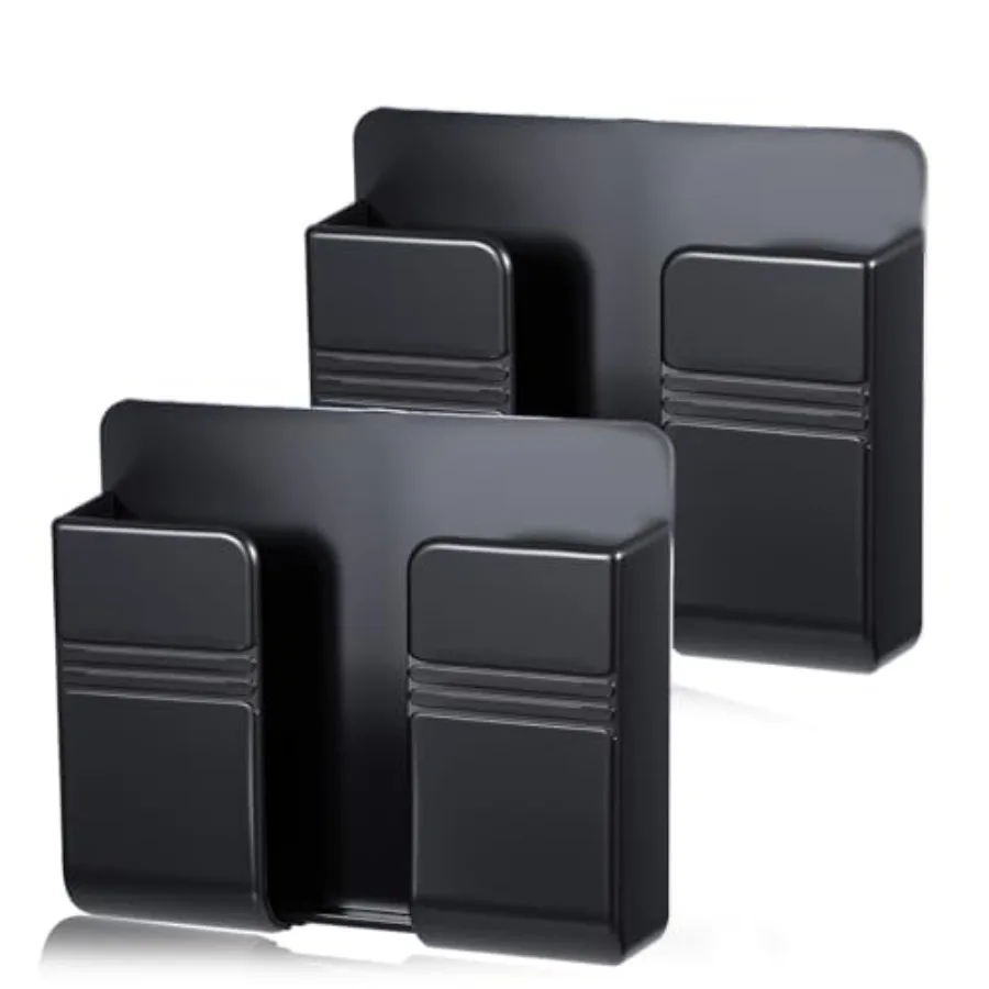 

2 Pcs Wall Mount Phone Holder, Adhesive Wall Phone Holder with Data Cable Receiving Hole Phone-Wall-Mount Storage Box for Bedro