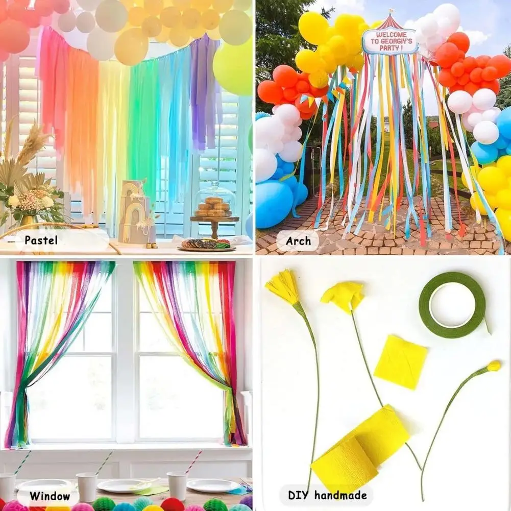 6 Stück Pastell-Krepppapier-Streamer-Rollen, bunte Regenbogenbänder für Geburtstag, Hochzeit, Party, Hintergrund, DIY-Basteldekoration – Detail 11