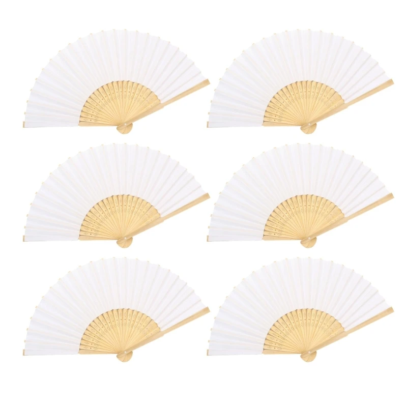 Set of 6 Foldable Paper with Bamboos Handle for Outdoor Event Wedding Favor