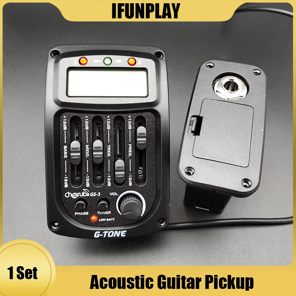 Cherub GS-3 الصوتية غوتيار Preamp 4 الفرقة EQ التعادل الغيتار بيزو لاقط مكبر للصوت مع موالف وظيفة المرحلة شاشة الكريستال السائل #1