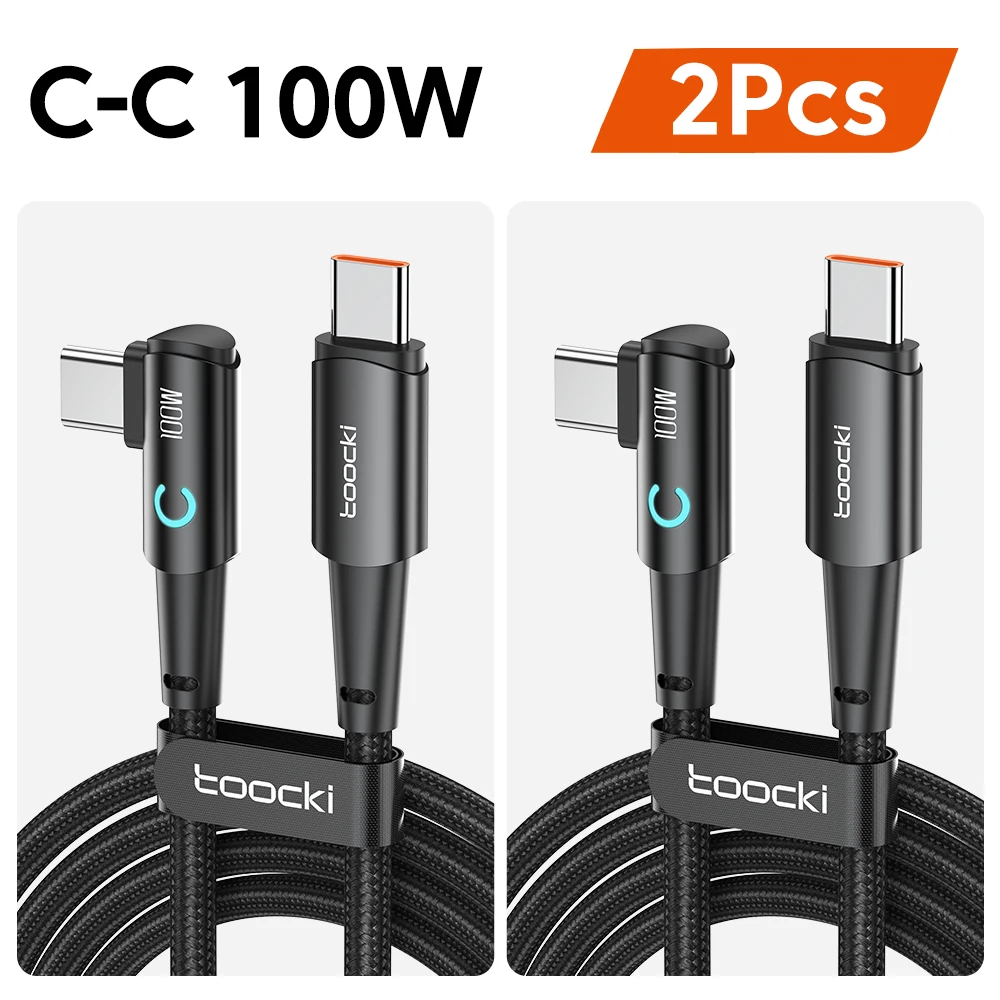 Toocki 100w usb c zu usb c kabel 90 grad für ipad macbook pro xiaomi samsung huawei schnell ladetyp c datums kabel