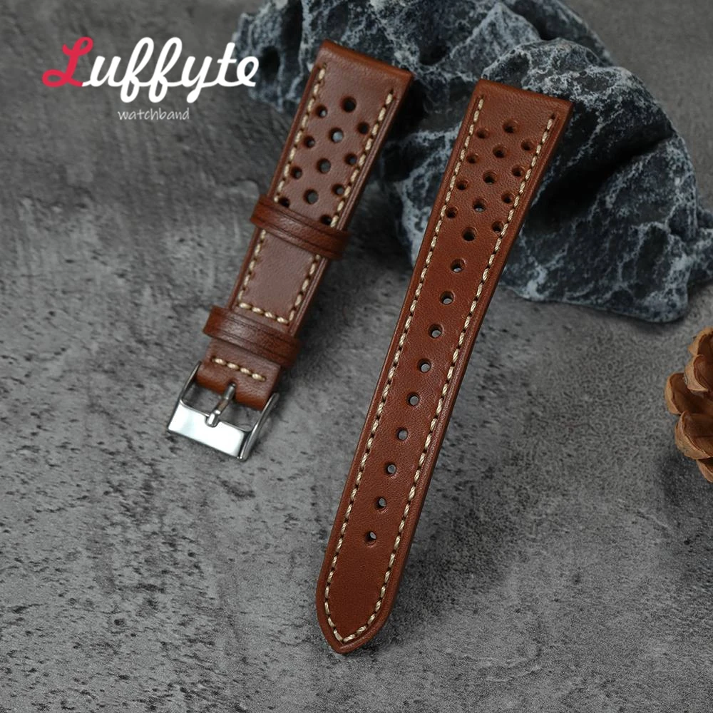 Echtes Rindsleder Armband Hand Nähen Atmungsaktive Männer Frauen Uhrenarmbänder 20mm 22mm Armband Armbanduhr Band