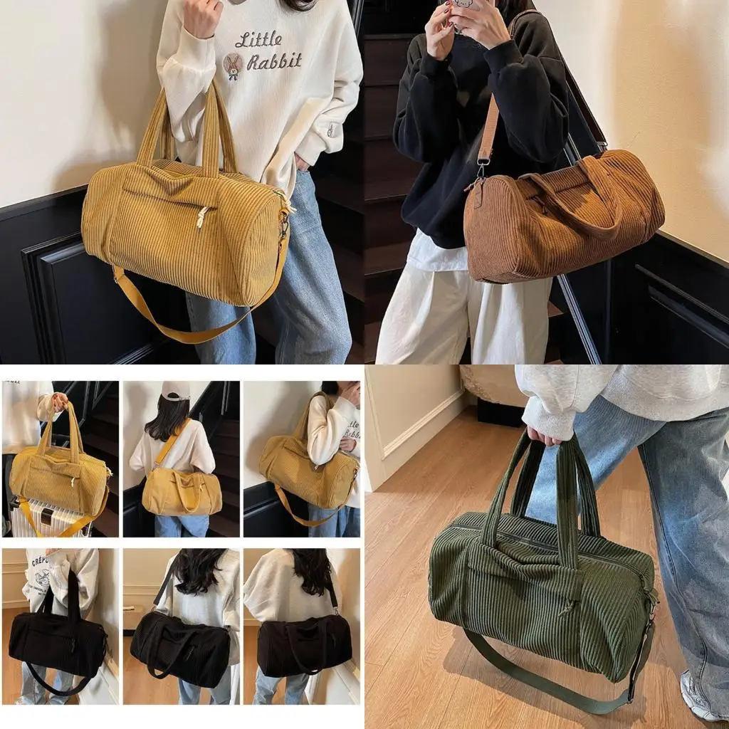 

Functional Corduroy Exercise Bag Soft Fabric and Roomy Interior Design Handbag