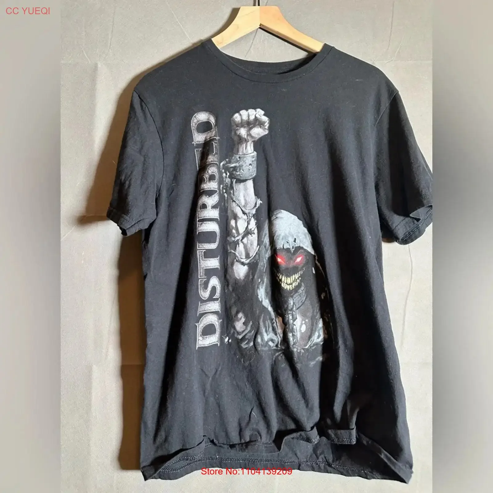 Disturbed band shirt size large y2k metal vintage Washed Soft Unisex Stretched Top For Everyday Wear Casual Stylish Slightly