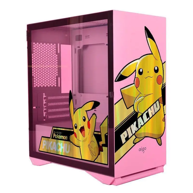 Pikachu PC Case Stickers Mid Tower Computer Decorative Decal Anime Removable Waterproof Sticker Sticker Computer Host Shell Cute